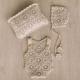 Crochet Newborn Outfit Girl Photography Props Set, Newborn Knitted Blanket, Newborn Posing Pillow, Newborn Crochet Layer,Baby Crochet Pillow