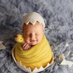 Newborn Egg Costume: Felted Wool Outfit with Hat and Shell Button for Easter Photography Props