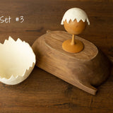 Newborn Egg Costume: Felted Wool Outfit with Hat and Shell Button for Easter Photography Props