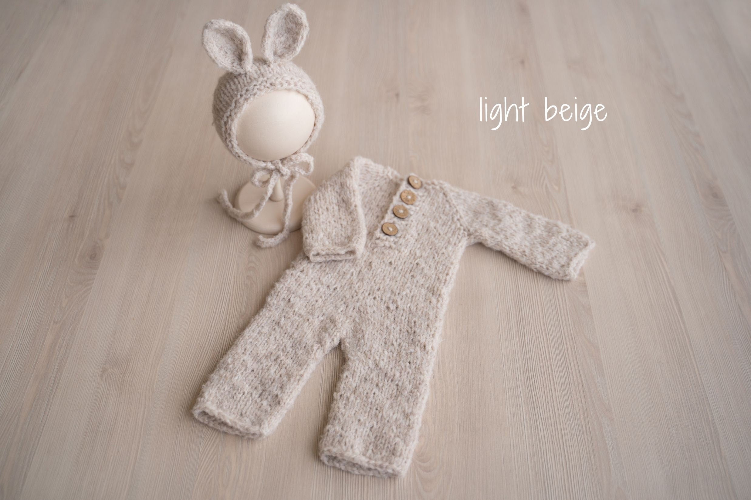 Newborn Teddy Bear and Bunny Outfit, Newborn Knitted Outfit, Newborn Bear Hat, Newborn Coming Home Outfit, Newborn Photography Props Set