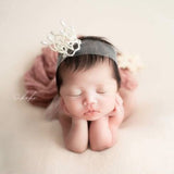 Newborn Crown Headband Girl, Newborn Headband for Photography, Newborn girl headband with pearl, Newborn photography prop, Newborn Tieback