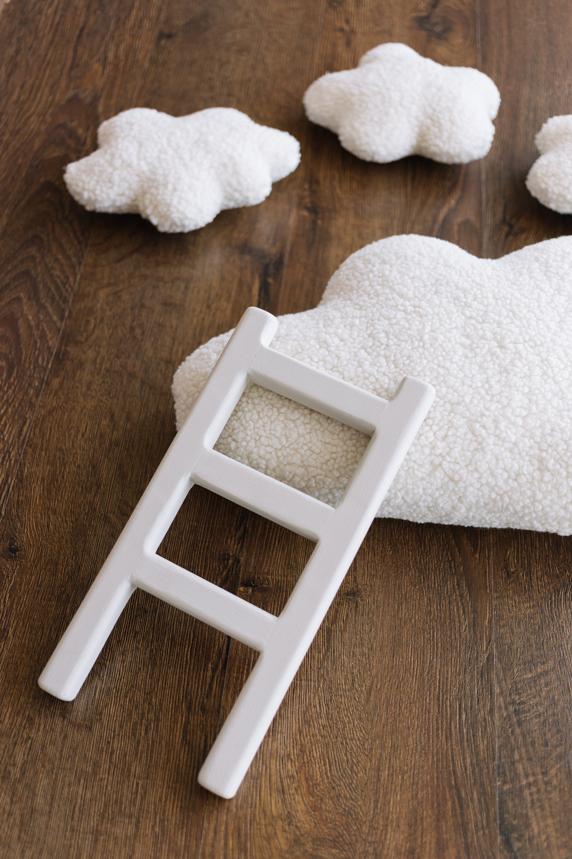 Handcrafted wooden ladder for newborn photo sessions