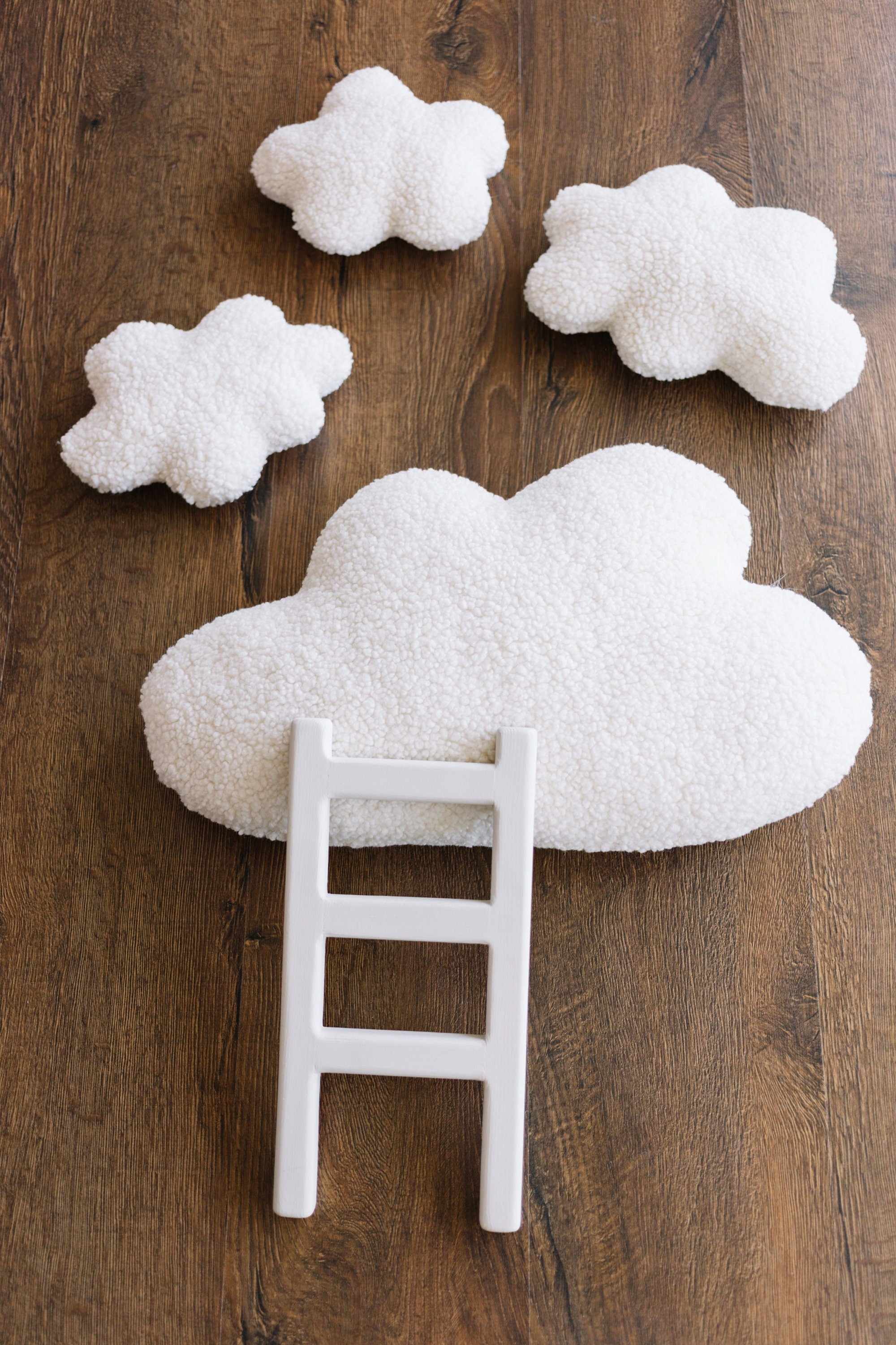 Handcrafted wooden ladder for newborn photo sessions