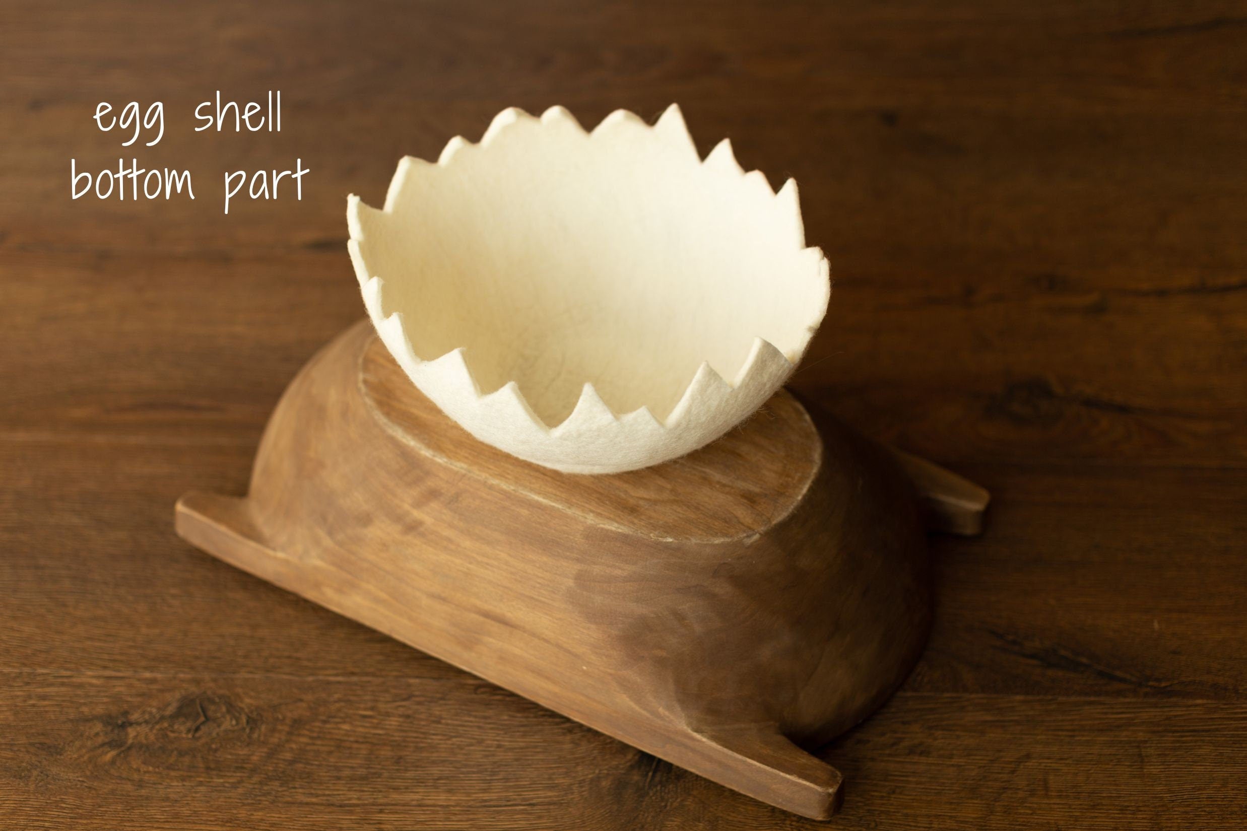 Newborn Egg Costume: Felted Wool Outfit with Hat and Shell Button for Easter Photography Props