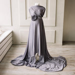 Maternity Silk Fabric with Silk Flower Rose, Silk Maternity Gown, Maternity Photography prop, Maternity Tossing Fabric, Pregnancy Photo Prop