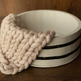 Vintage-style pine wood bowl and bucket – newborn photo session accessory