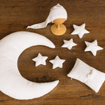White Newborn Velvet Moon Pillow with Stars, Suede Crescent Moon Pillow Props for Newborn Photography, Newborn Photography Moon Props Set