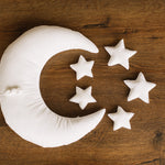 White Newborn Velvet Moon Pillow with Stars, Suede Crescent Moon Pillow Props for Newborn Photography, Newborn Photography Moon Props Set