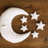 White Newborn Velvet Moon Pillow with Stars, Suede Crescent Moon Pillow Props for Newborn Photography, Newborn Photography Moon Props Set