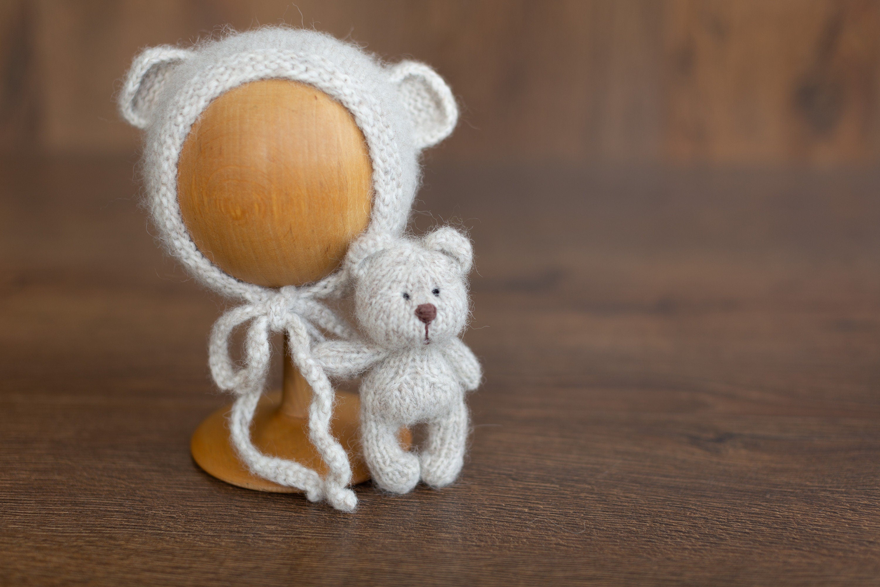 Newborn Knitted Teddy Bear Photography Props, Newborn Bunny Photo Toy, Baby Crochet Bear Toy, Newborn Photography Prop, Babyshower gift toy