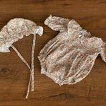 Flower Baby Linen Outfit, Baby Girl Linen Romper, Baby Linen Apparel, Newborn Girl Coming Home Outfit, Newborn Photography Outfit Girl