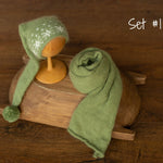 Newborn Sleep Hat and Wrap Sets Christmas Photography Set, Christmas Newborn Photography Props, Newborn Knitted Photo Props for Christmas