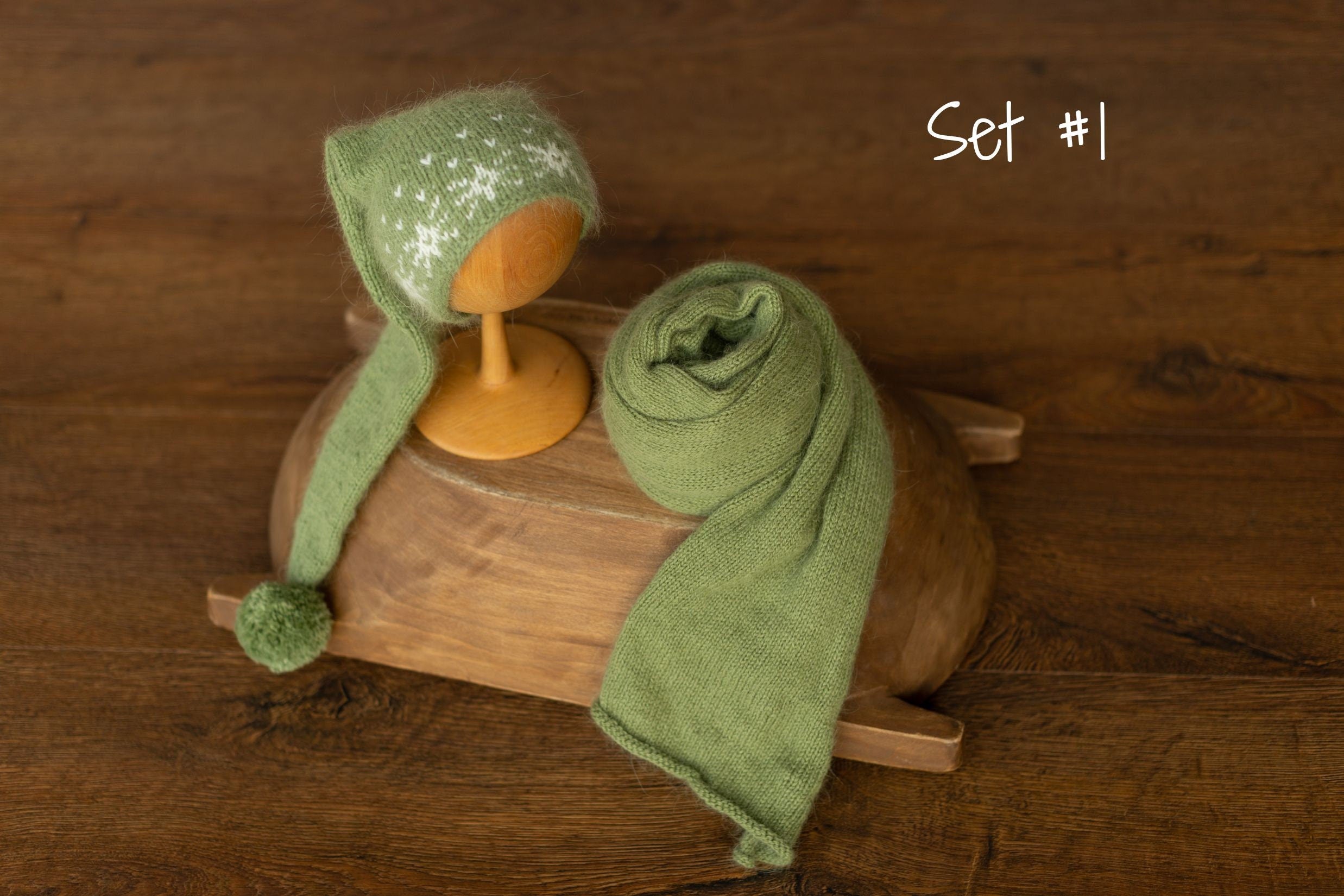 Newborn Sleep Hat and Wrap Sets Christmas Photography Set, Christmas Newborn Photography Props, Newborn Knitted Photo Props for Christmas