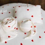 Valentine's Day Newborn Fabric Backdrop with Hearts for Newborn Photography Props, Newborn Posing Pillow, Newborn Posing Fabric Backdrop