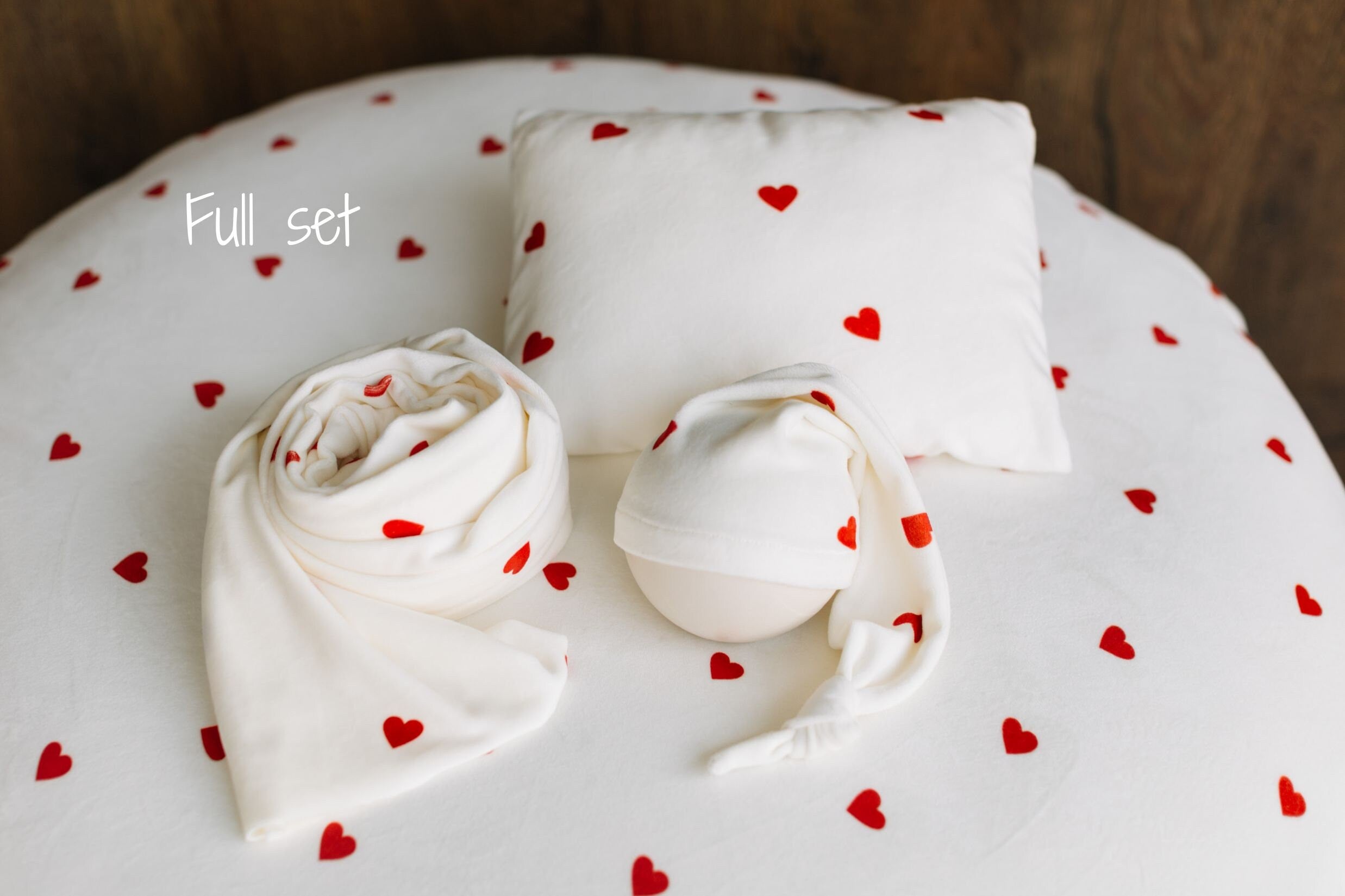 Valentine's Day Newborn Fabric Backdrop with Hearts for Newborn Photography Props, Newborn Posing Pillow, Newborn Posing Fabric Backdrop