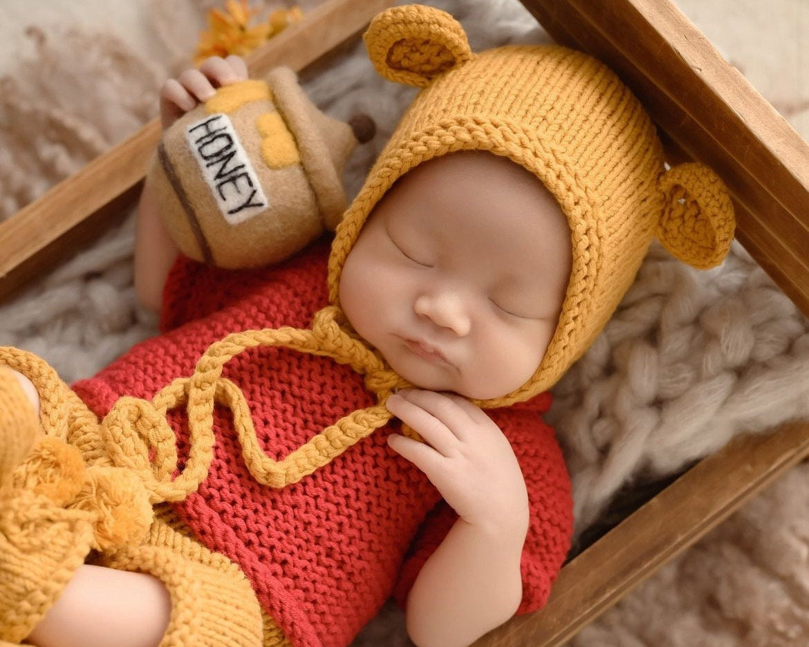 Newborn Teddy Bear Outfit, Baby First Birthday Outfit, Newborn Photography props, Newborn Coming Home Outfit Boy, Newborn Bear Outfit
