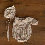 Flower Baby Linen Outfit, Baby Girl Linen Romper, Baby Linen Apparel, Newborn Girl Coming Home Outfit, Newborn Photography Outfit Girl