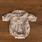 Flower Baby Linen Outfit, Baby Girl Linen Romper, Baby Linen Apparel, Newborn Girl Coming Home Outfit, Newborn Photography Outfit Girl