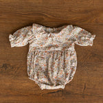 Flower Baby Linen Outfit, Baby Girl Linen Romper, Baby Linen Apparel, Newborn Girl Coming Home Outfit, Newborn Photography Outfit Girl