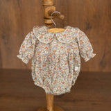 Flower Baby Linen Outfit, Baby Girl Linen Romper, Baby Linen Apparel, Newborn Girl Coming Home Outfit, Newborn Photography Outfit Girl