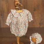 Flower Baby Linen Outfit, Baby Girl Linen Romper, Baby Linen Apparel, Newborn Girl Coming Home Outfit, Newborn Photography Outfit Girl