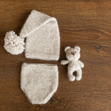 Newborn Knit Sleep Hat and Knit Bloomer for Newborn Photography Outfit, Newborn Sleep Hat, Newborn Diaper Cover, Newborn Knitted Outfit
