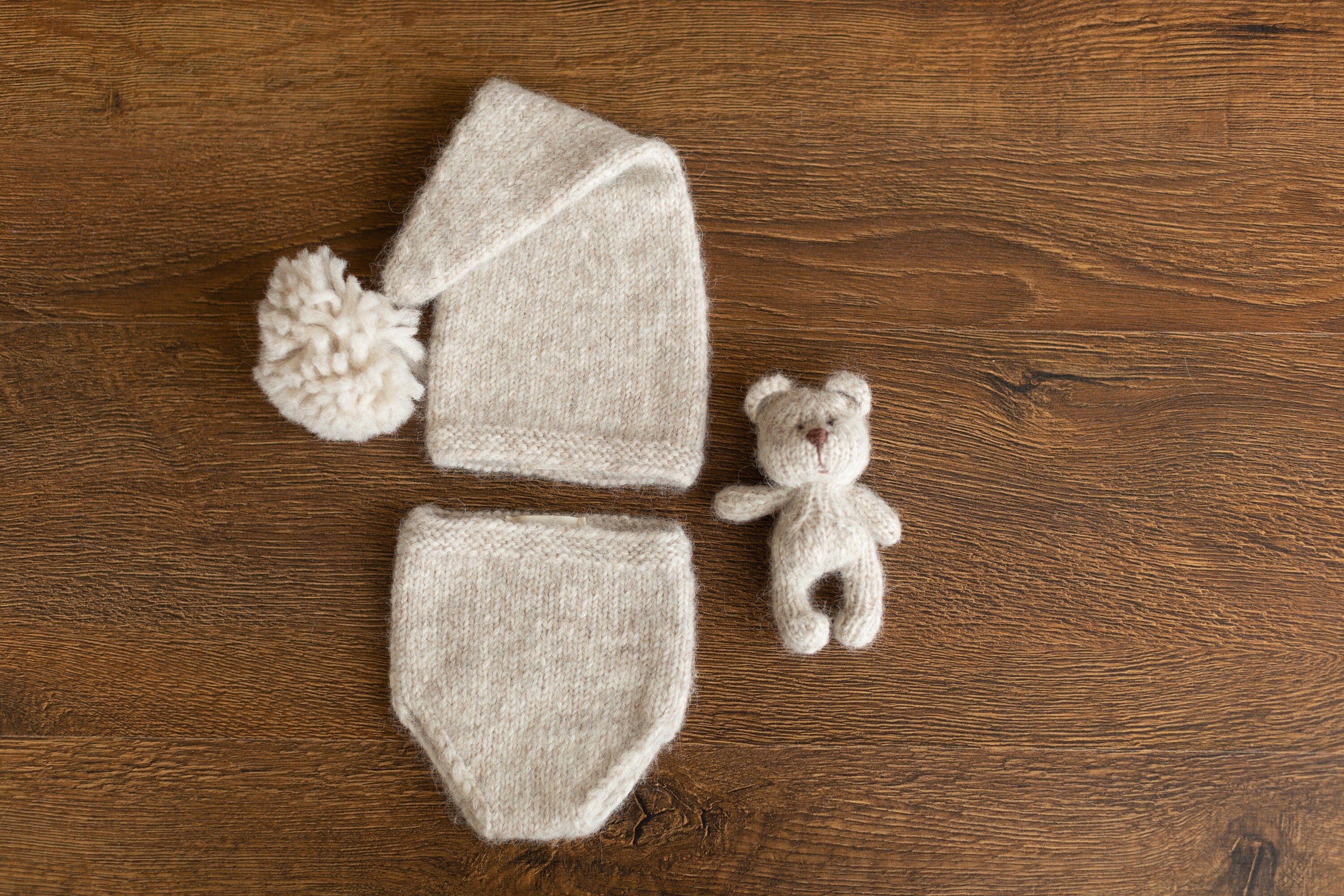 Newborn Knit Sleep Hat and Knit Bloomer for Newborn Photography Outfit, Newborn Sleep Hat, Newborn Diaper Cover, Newborn Knitted Outfit