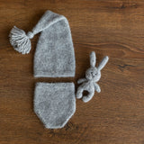 Newborn Knitted Teddy Bear Photography Props, Newborn Bunny Photo Toy, Baby Crochet Bear Toy, Newborn Photography Prop, Babyshower gift toy