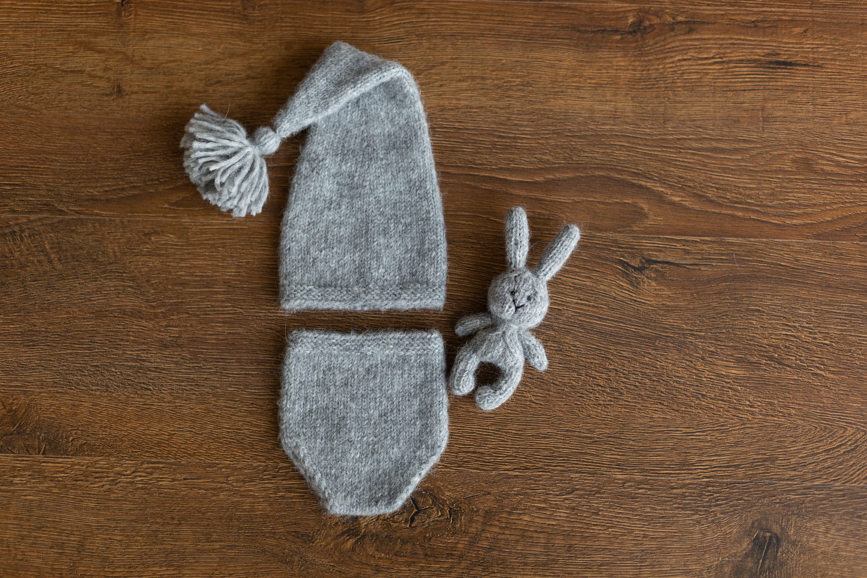 Newborn Knitted Teddy Bear Photography Props, Newborn Bunny Photo Toy, Baby Crochet Bear Toy, Newborn Photography Prop, Babyshower gift toy