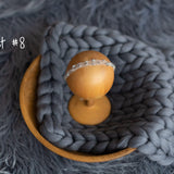 Iron Blue Flokati Newborn Photography Props Set, Newborn Merino Wool Blanket, Newborn Posing Fabric Backdrop, Newborn Layering Photo Props