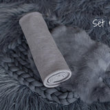 Iron Blue Flokati Newborn Photography Props Set, Newborn Merino Wool Blanket, Newborn Posing Fabric Backdrop, Newborn Layering Photo Props