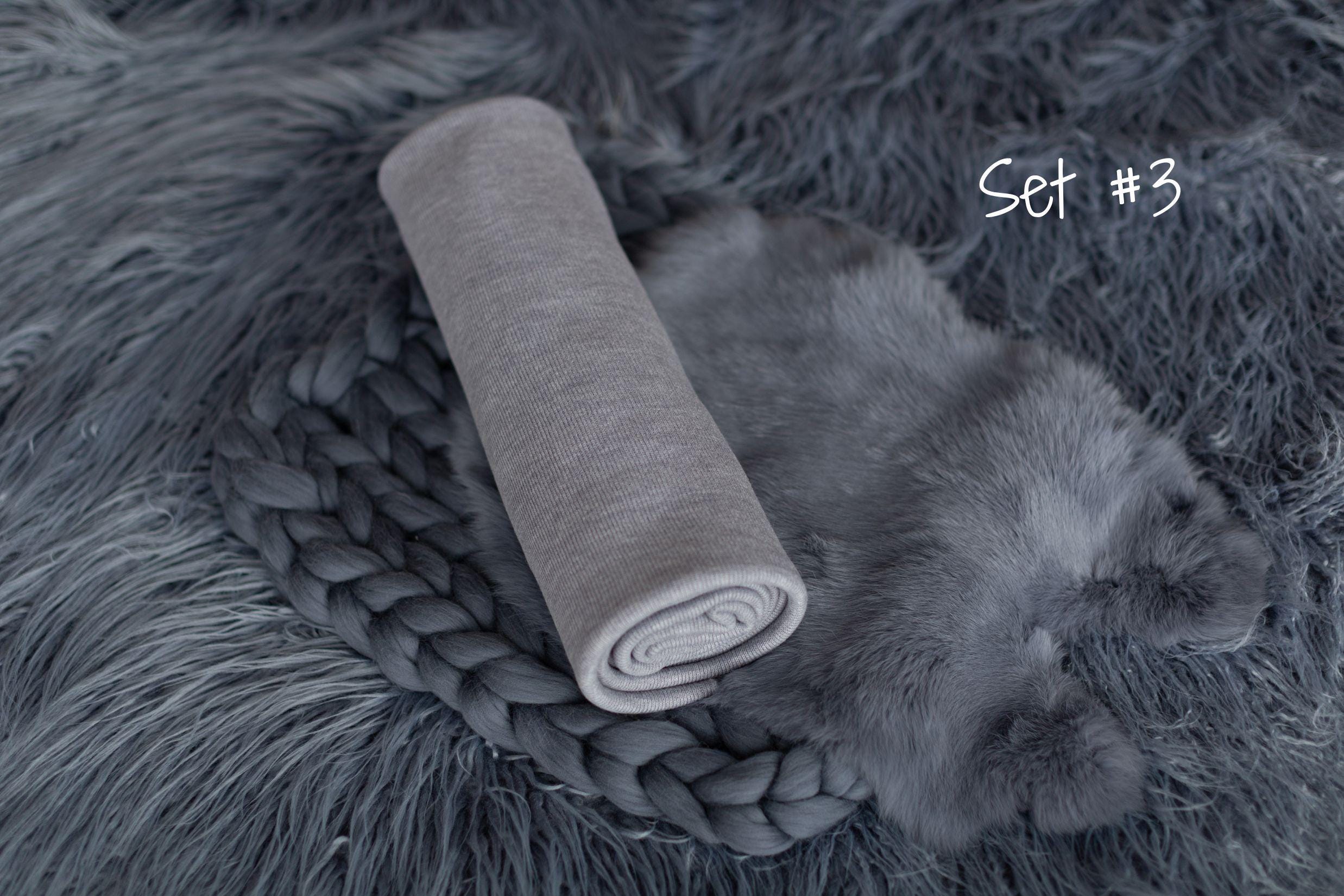 Iron Blue Flokati Newborn Photography Props Set, Newborn Merino Wool Blanket, Newborn Posing Fabric Backdrop, Newborn Layering Photo Props