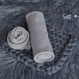 Iron Blue Flokati Newborn Photography Props Set, Newborn Merino Wool Blanket, Newborn Posing Fabric Backdrop, Newborn Layering Photo Props