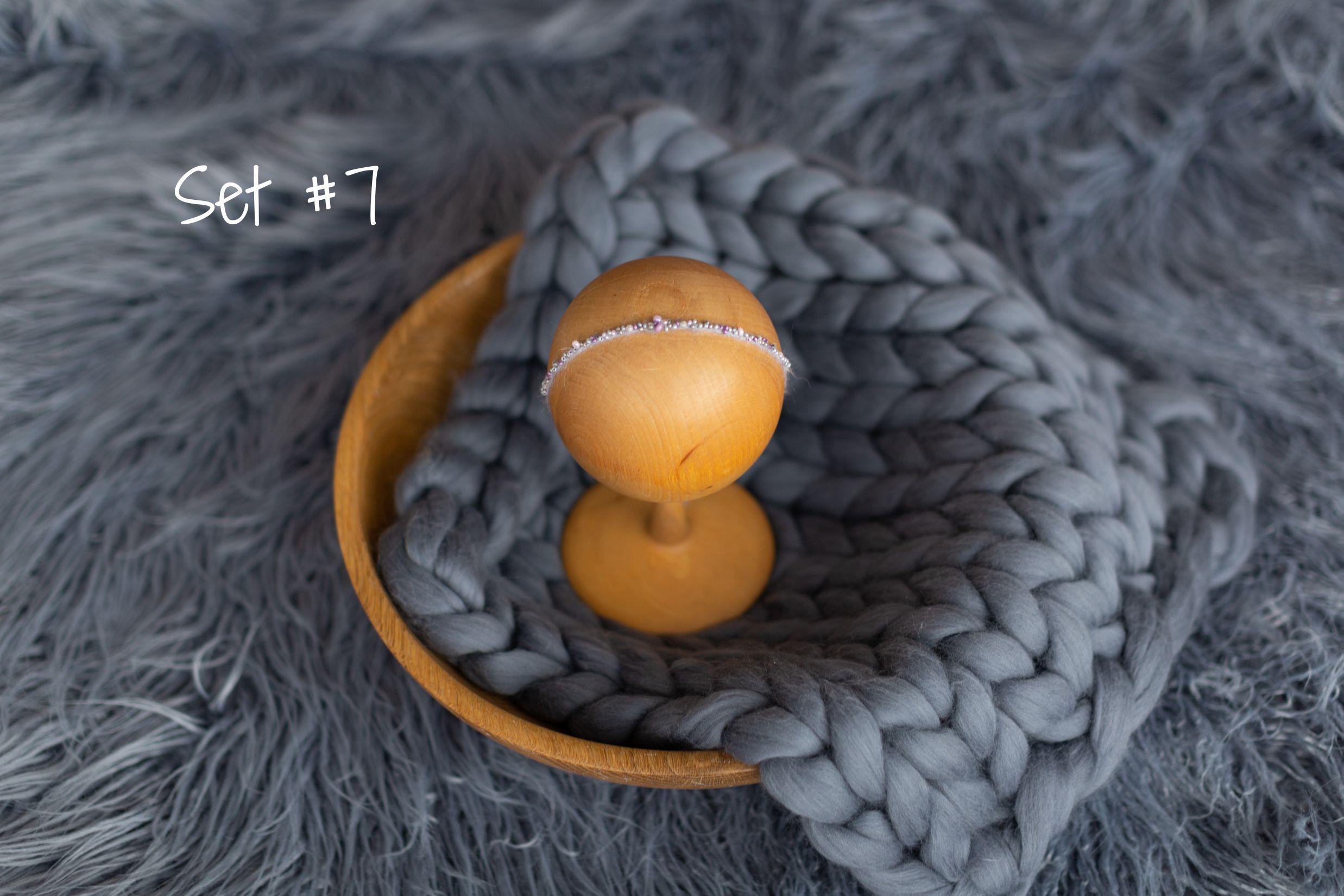 Iron Blue Flokati Newborn Photography Props Set, Newborn Merino Wool Blanket, Newborn Posing Fabric Backdrop, Newborn Layering Photo Props