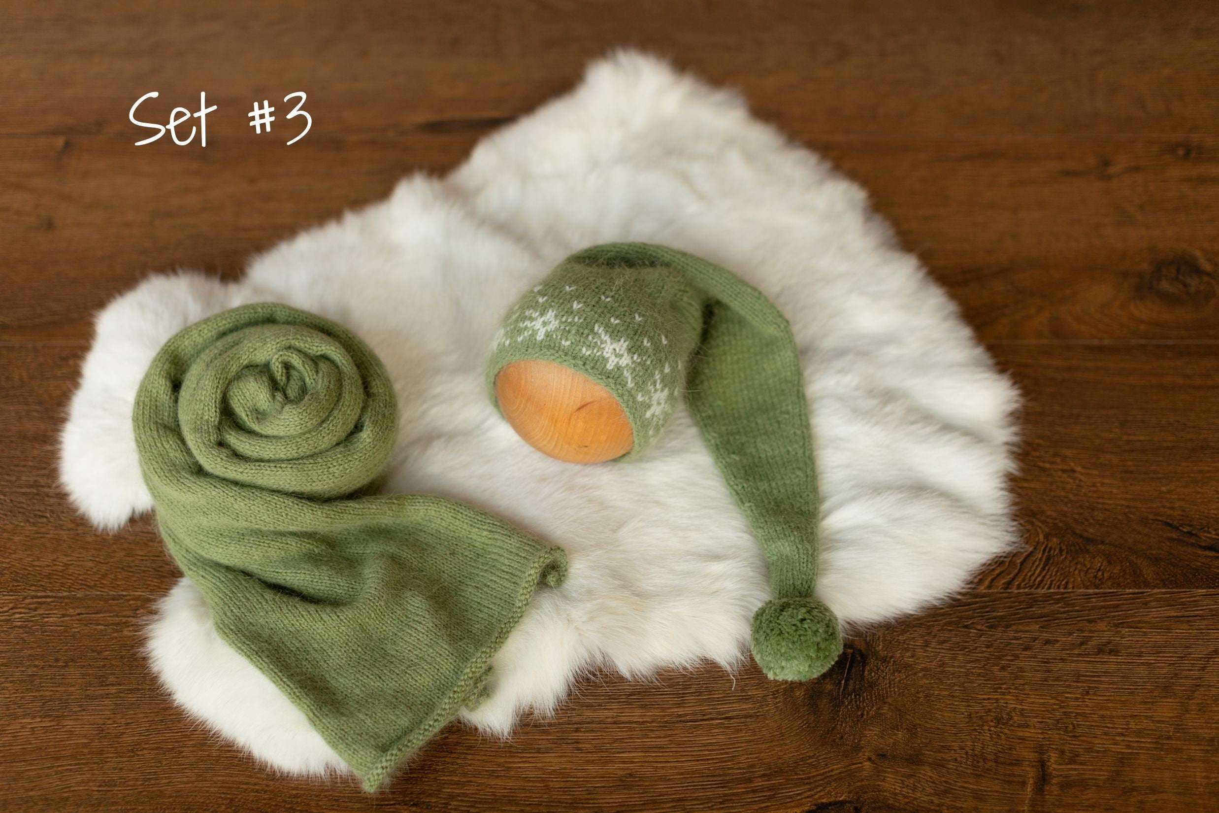 Newborn Sleep Hat and Wrap Sets Christmas Photography Set, Christmas Newborn Photography Props, Newborn Knitted Photo Props for Christmas