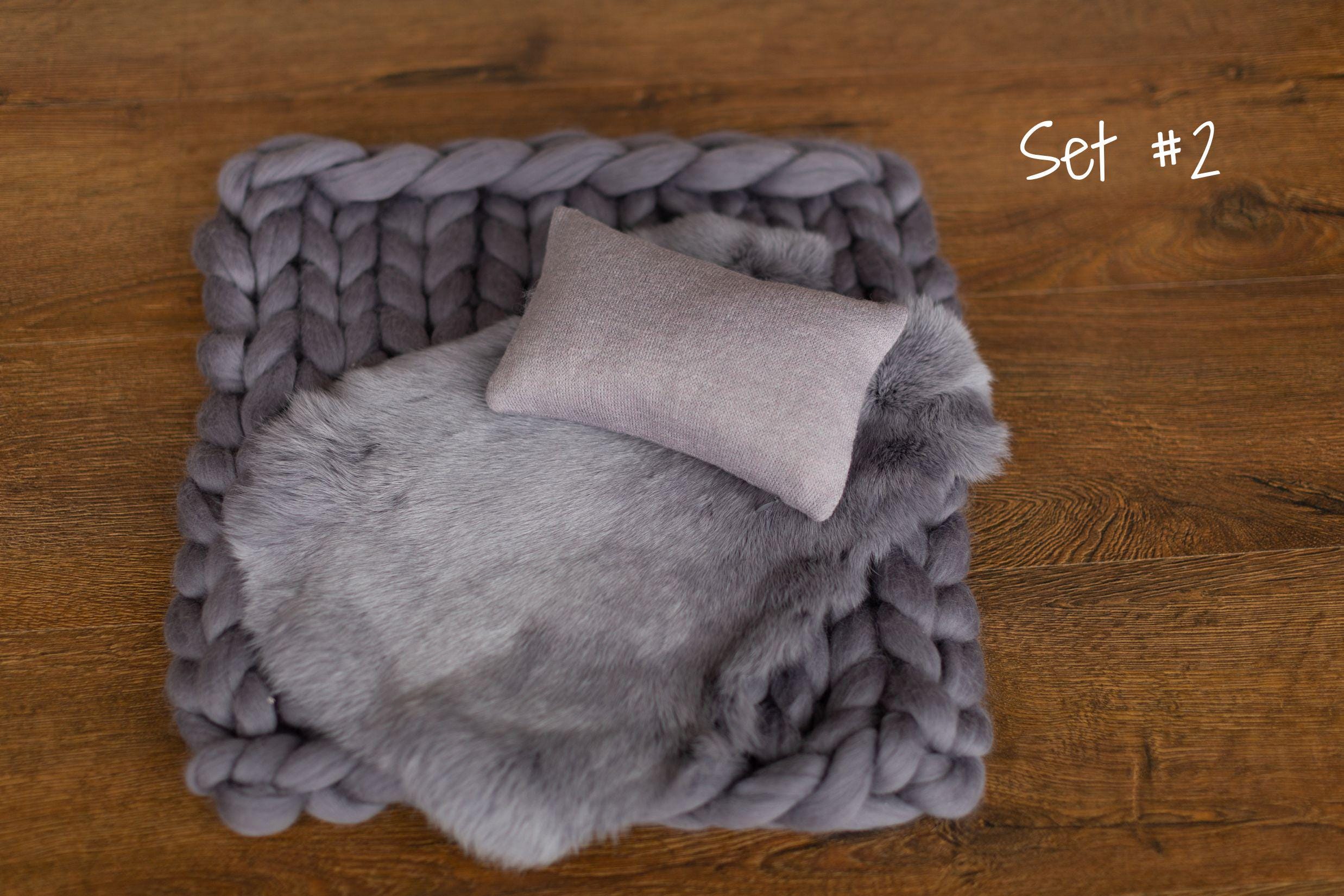 Graphite Newborn Photography Props, Newborn Merino Wool Blanket, Newborn Posing Fabric, Newborn Posing Pillow Prop, Newborn Photo Pillow