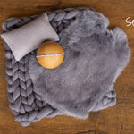 Graphite Newborn Photography Props, Newborn Merino Wool Blanket, Newborn Posing Fabric, Newborn Posing Pillow Prop, Newborn Photo Pillow