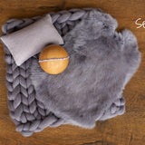 Graphite Newborn Photography Props, Newborn Merino Wool Blanket, Newborn Posing Fabric, Newborn Posing Pillow Prop, Newborn Photo Pillow