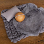 Graphite Newborn Photography Props, Newborn Merino Wool Blanket, Newborn Posing Fabric, Newborn Posing Pillow Prop, Newborn Photo Pillow
