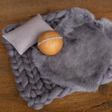 Graphite Newborn Photography Props, Newborn Merino Wool Blanket, Newborn Posing Fabric, Newborn Posing Pillow Prop, Newborn Photo Pillow