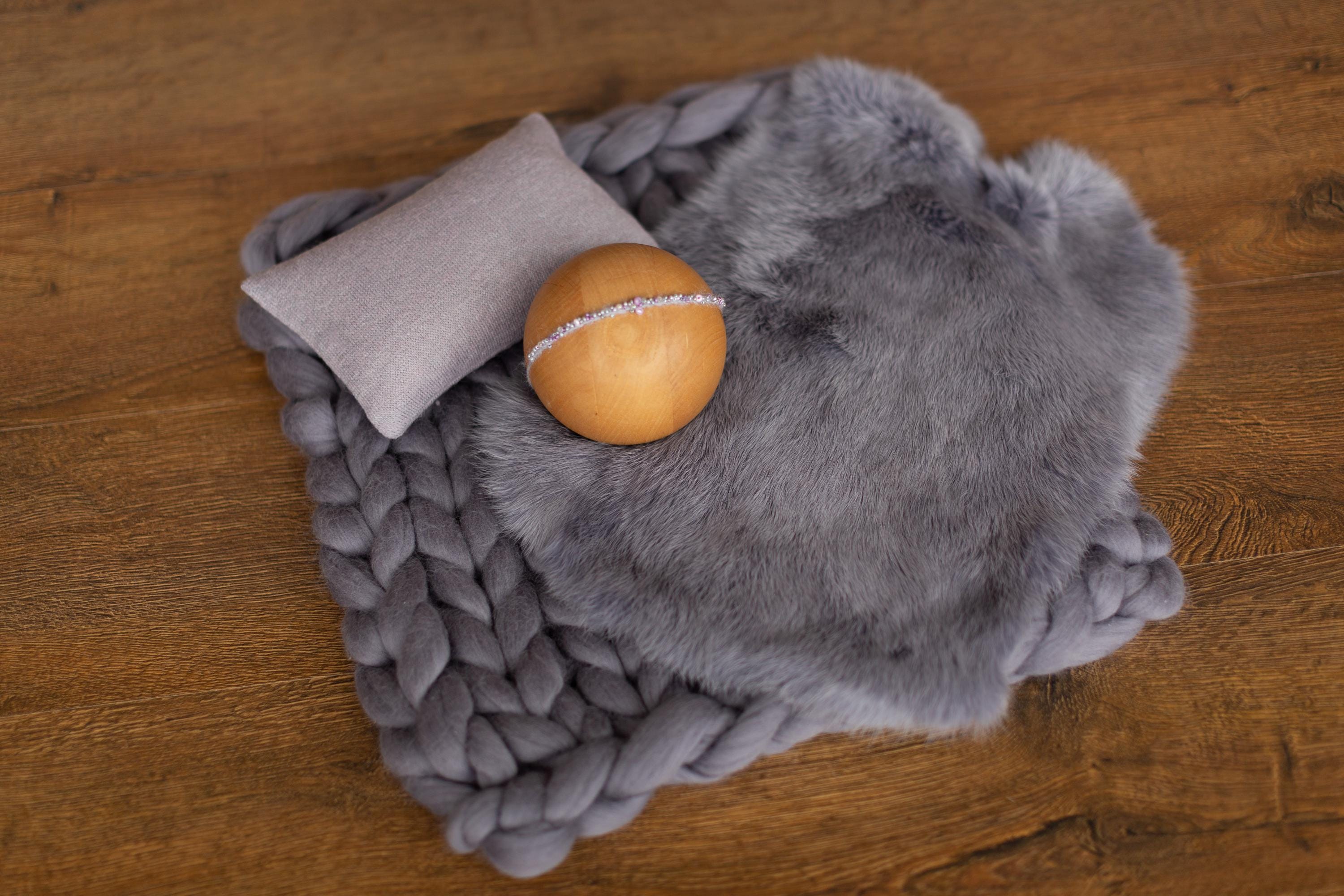 Graphite Newborn Photography Props, Newborn Merino Wool Blanket, Newborn Posing Fabric, Newborn Posing Pillow Prop, Newborn Photo Pillow