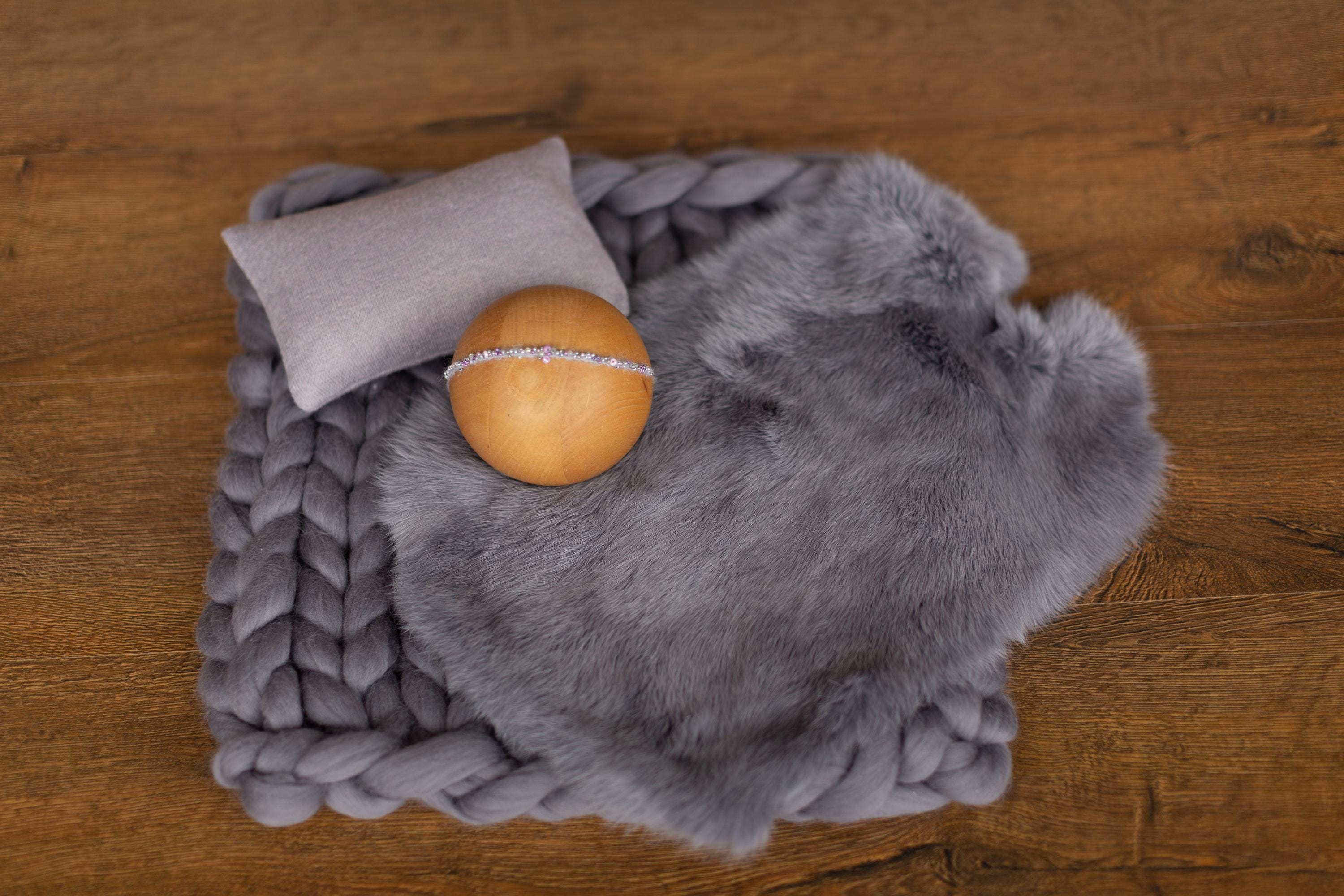 Graphite Newborn Photography Props, Newborn Merino Wool Blanket, Newborn Posing Fabric, Newborn Posing Pillow Prop, Newborn Photo Pillow