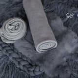 Iron Blue Flokati Newborn Photography Props Set, Newborn Merino Wool Blanket, Newborn Posing Fabric Backdrop, Newborn Layering Photo Props