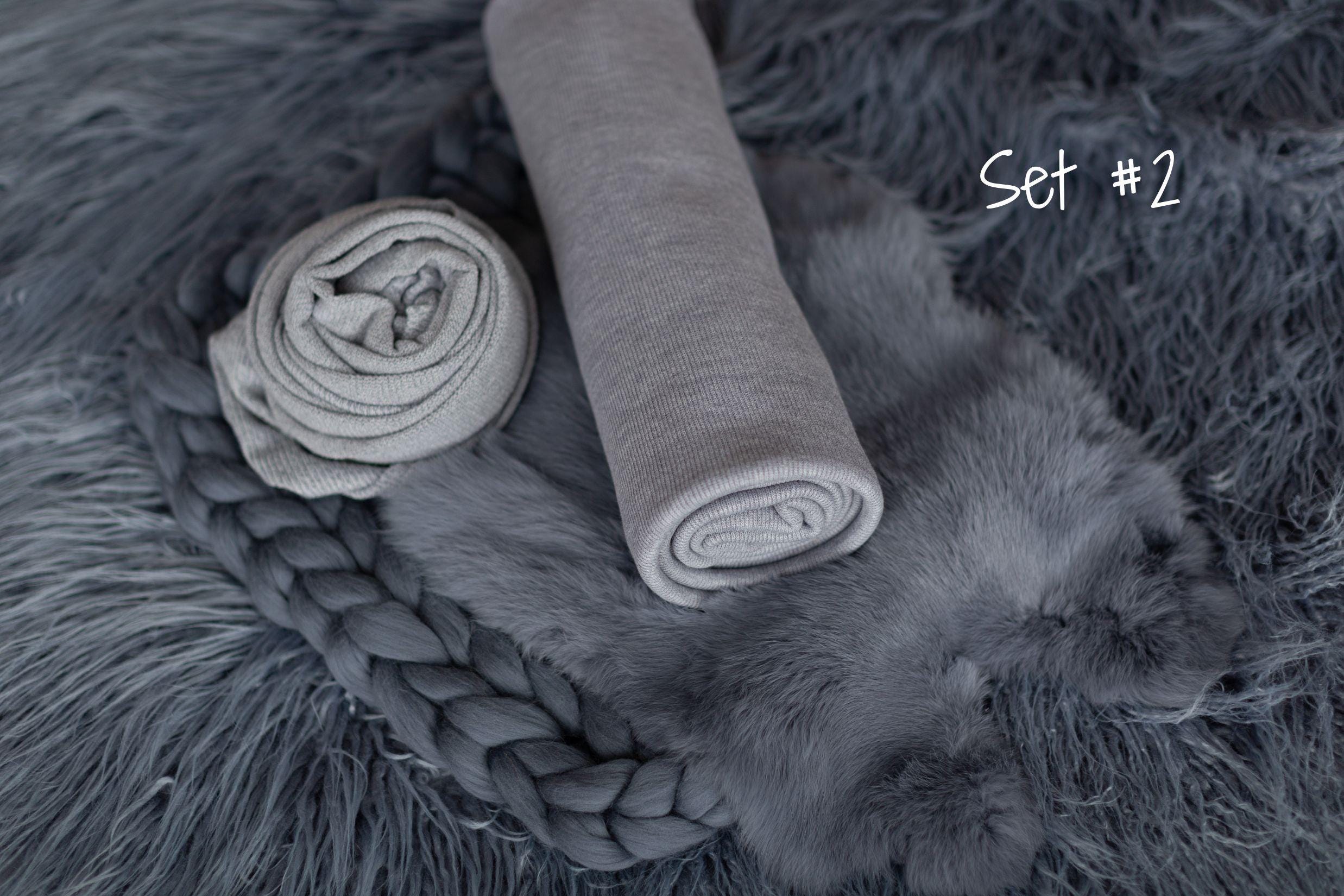 Iron Blue Flokati Newborn Photography Props Set, Newborn Merino Wool Blanket, Newborn Posing Fabric Backdrop, Newborn Layering Photo Props