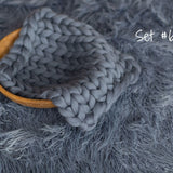 Iron Blue Flokati Newborn Photography Props Set, Newborn Merino Wool Blanket, Newborn Posing Fabric Backdrop, Newborn Layering Photo Props