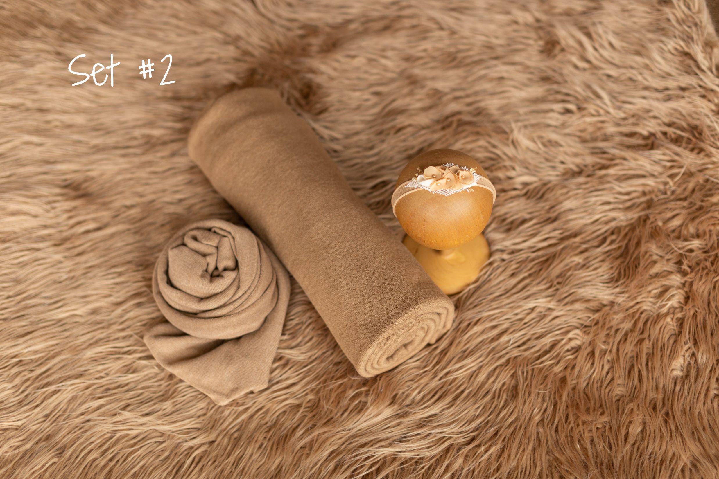 Brown Flokati Newborn Photography Props Set, Newborn Posing Fabric Backdrop, Newborn Layering Photo Props, Newborn Fabric Backdrop Props