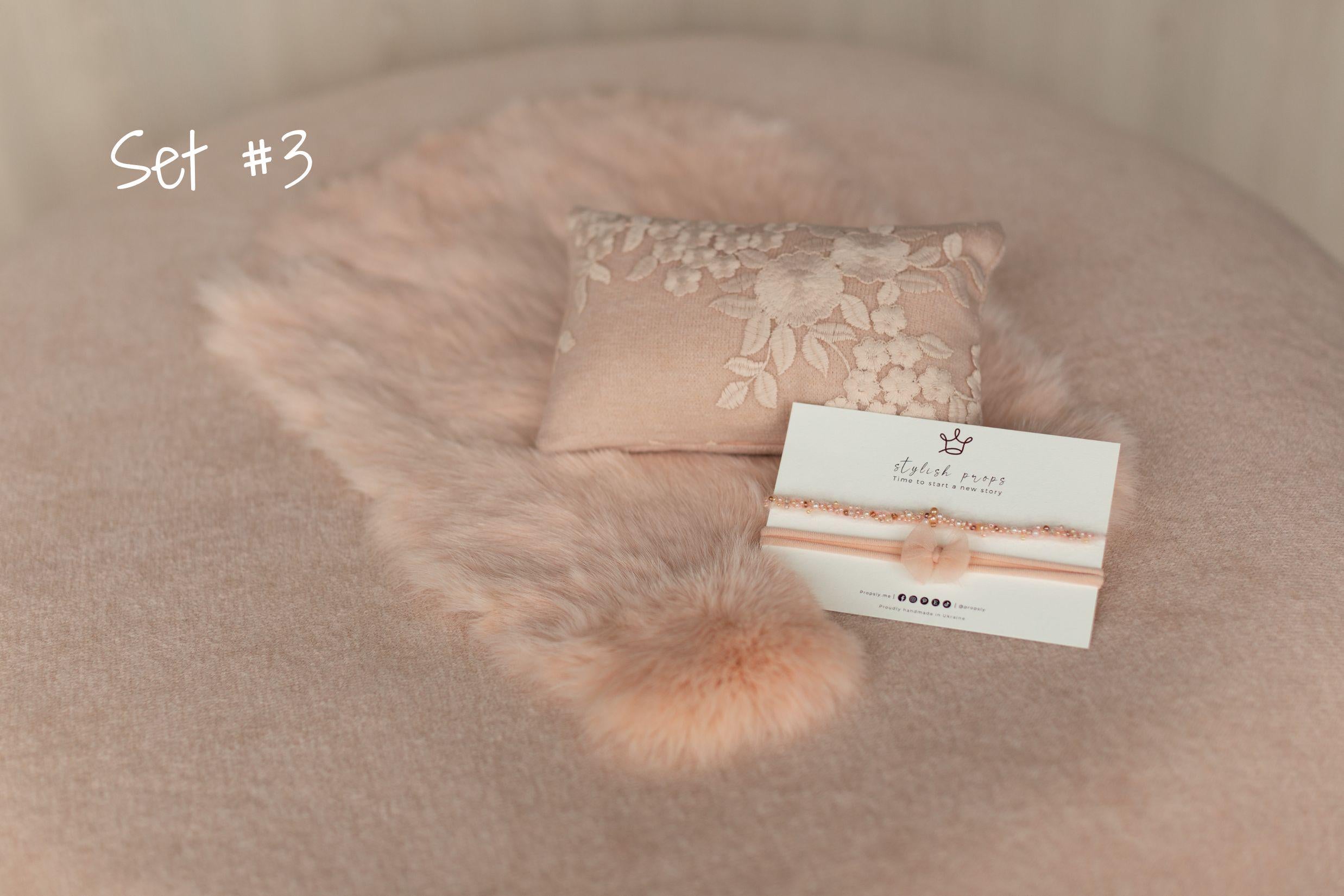 Peach Newborn Photography Props Set, Newborn Fabric Backdrop Beanbag, Natural rabbit fur, Newborn Posing Fabric, Newborn Posing Pillow