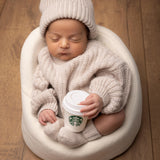 Batik Baby Beanie Hat with Pom Pom, Baby Knitted Hats, Newborn Coming Home Outfit Girl, Newborn Knitted Outfit, Newborn Photography Outfit