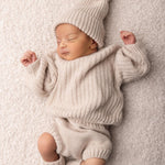 Newborn Coming Home Outfit with Knitted Baby Chunky Sweater, Bloomers, Socks and Hat with Pom Pom, Unisex Baby Knitted Sweater Outfit