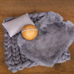 Graphite Newborn Photography Props, Newborn Merino Wool Blanket, Newborn Posing Fabric, Newborn Posing Pillow Prop, Newborn Photo Pillow